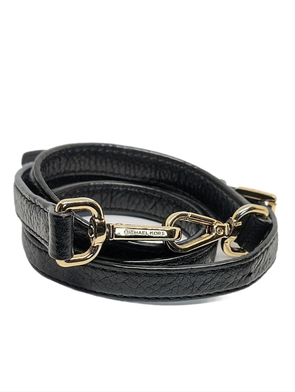 🆕 Michael Kors Black Gold Leather Replacement Buckle Crossbody Shoulder Strap